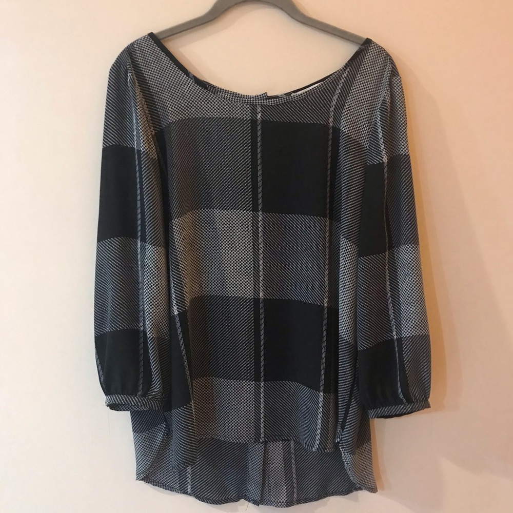 cooper & ella: Loose Plaid Blouse - Button Back